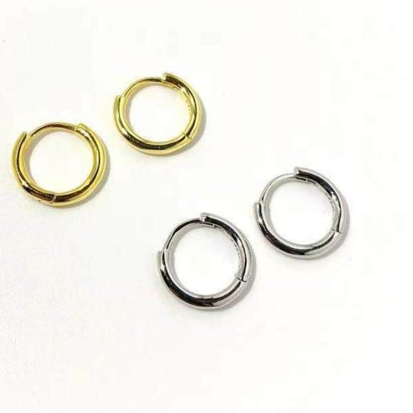 18k Gold Plated Sterling silver hoop Earrings - Picture 3 of 8